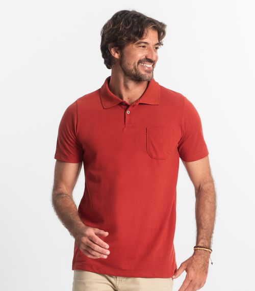 Polo Masculina Pique Duplo Diametro Vermelho