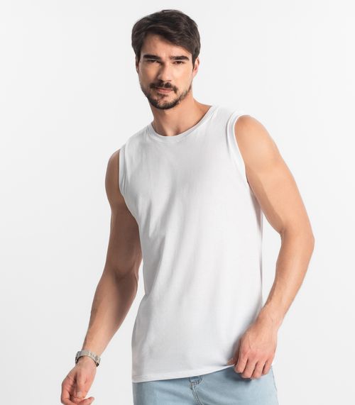 Regata Masculina Básica Meia Malha Diametro Branco