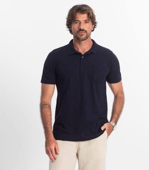 Polo Masculina Pique Duplo Diametro Azul