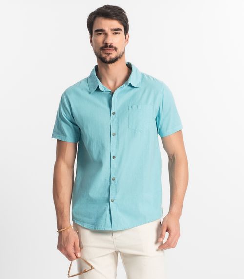Camisa Masculina Em Tricoline Diametro Azul