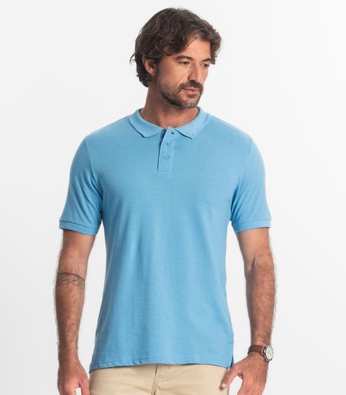 Polo Masculina Em Piquet Diametro Azul