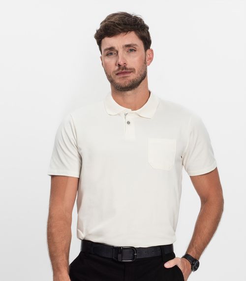 Polo Masculina Com Bolso Cotton Leve Diametro Bege