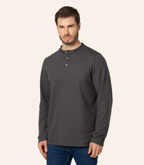 Camiseta Masculina Manga Longa Malhão Diametro Cinza