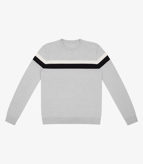 Sueter Masculino Listrado Tricot Diametro Cinza