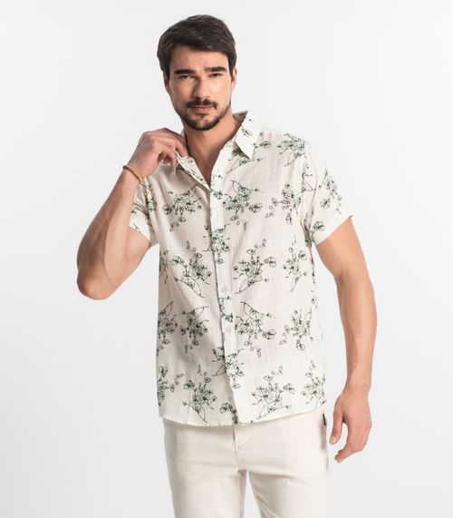 Camisa Masculina Em Tricoline Diametro Bege