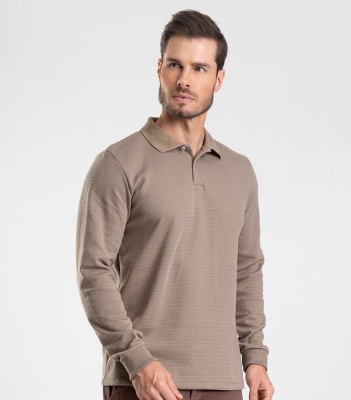 Polo Manga Longa Maquinetada Diametro Marrom