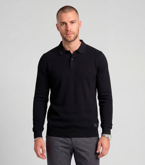 Polo Manga Longa Maquinetada Diametro Preto