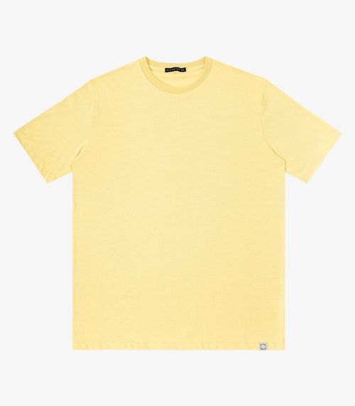 Camiseta Masculina Meia Malha Listrada Linho Amarelo