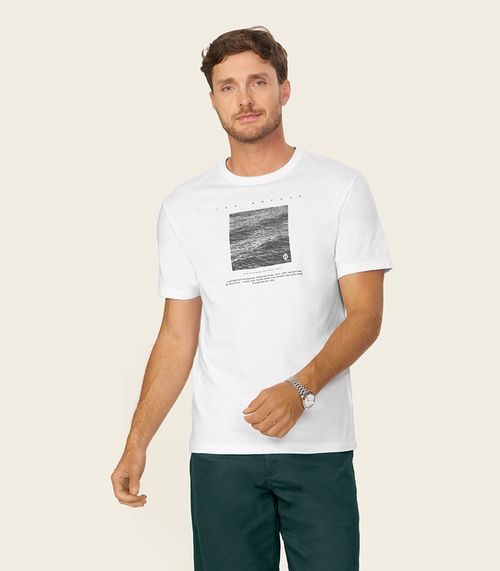Camiseta Masculina Meia Malha Com Estampa Diametro Branco