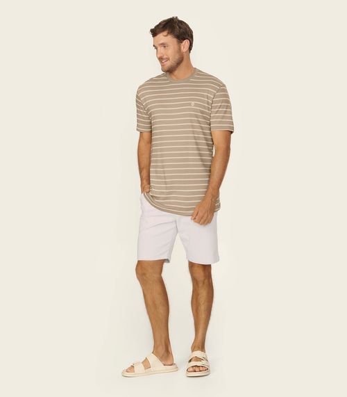 Camiseta Masculina Suedine Listrado Diametro Marrom