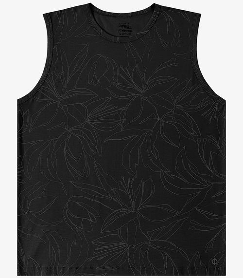 Regata Masculina Cotton Leve Estampada Diametro Preto