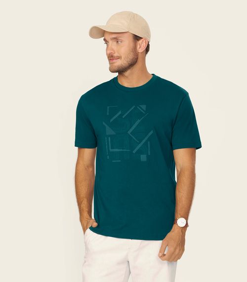 Camiseta Masculina Meia Malha Com Estampa Diametro Verde
