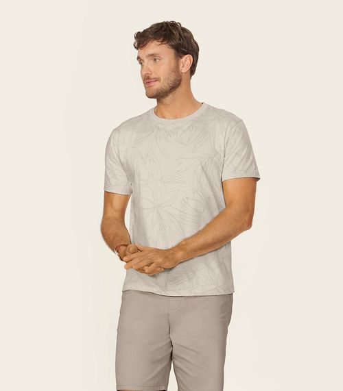 Camiseta Masculina Cotton leve Estampada Diametro Bege