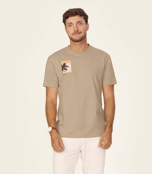 Camiseta Masculina Cotton Leve Com UV Diametro Marrom