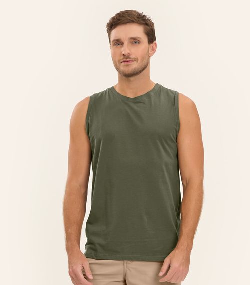 Regata Masculina Básica Meia Malha Plus Diametro Verde