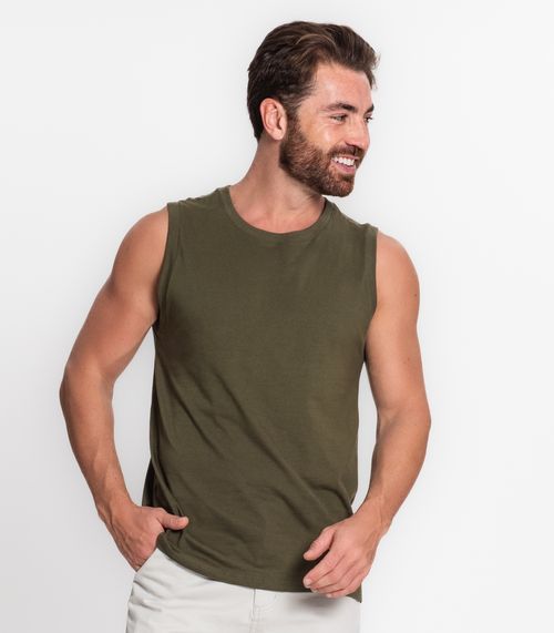 Regata Masculina Básica Meia Malha Plus Diametro Verde