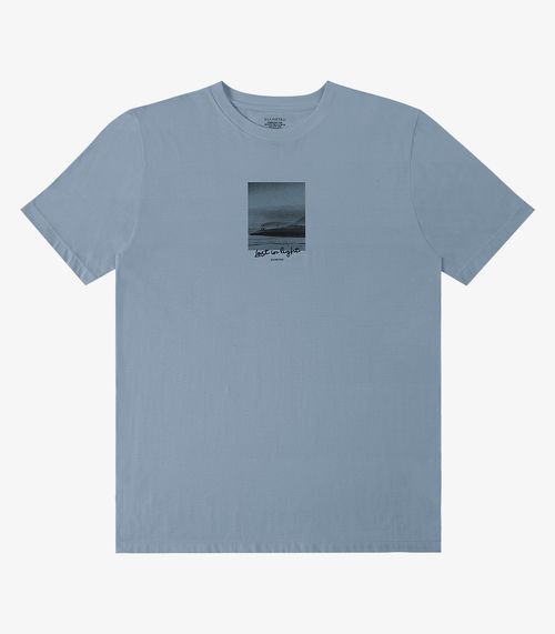 Camiseta Masculina Meia Malha Com Estampa Diametro Azul