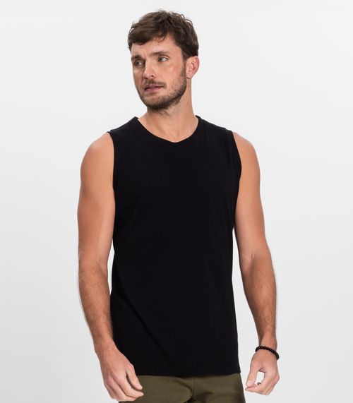 Regata Masculina Básica Meia Malha Plus Diametro Preto