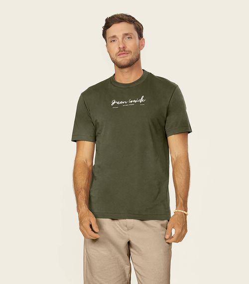 Camiseta Masculina Meia Malha Com Estampa Diametro Verde