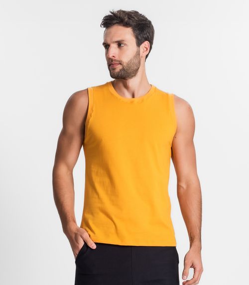 Regata Masculina Básica Meia Malha Plus Diametro Amarelo