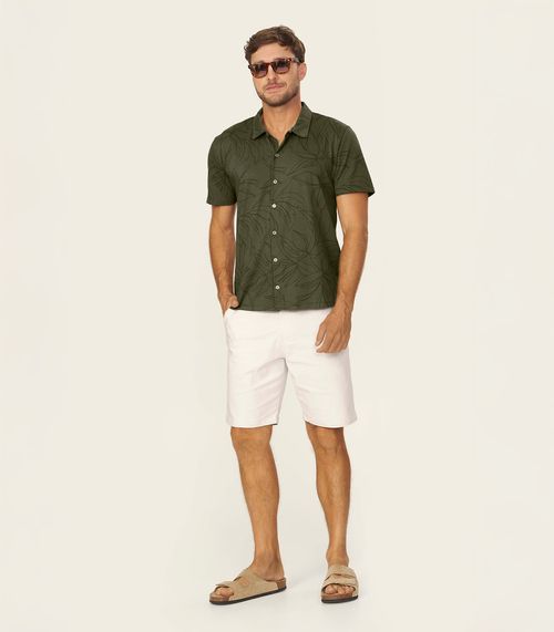 Camisa Masculina Cotton Leve Estampada Diametro Verde