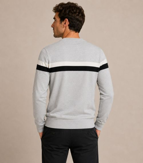 Suéter Masculino Listrado Tricot Diametro Cinza