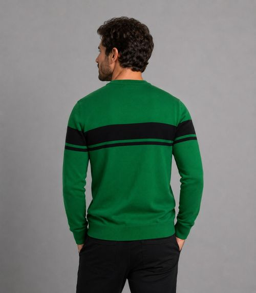 Suéter Masculino Listrado Tricot Diametro Verde