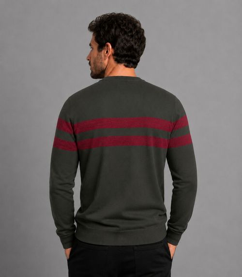 Suéter Masculino Listrado Tricot Diametro Verde
