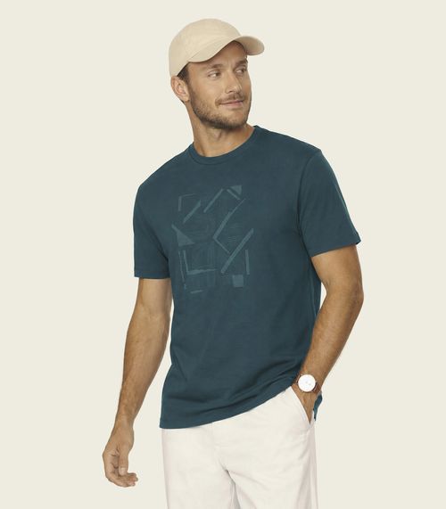 Camiseta Masculina Meia Malha Com Estampa Diametro Verde