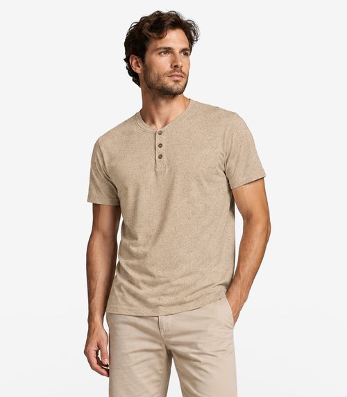 Camiseta Masculina Gola Padre Meia Malha Diametro Marrom