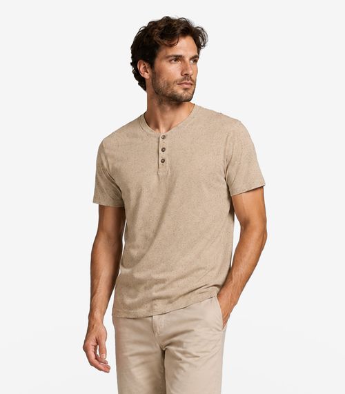 Camiseta Masculina Gola Padre Meia Malha Diametro Marrom