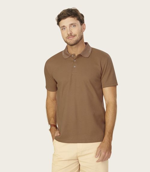 Polo Masculina Malhão Maquinetado Diametro Marrom