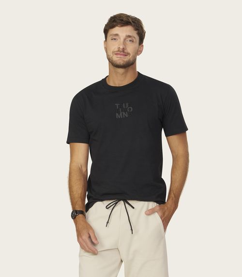 Camiseta Masculina Meia Malha Com Estampa Diametro Preto