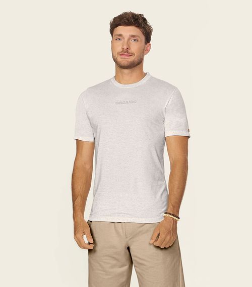 Camiseta Masculina Meia Malha Linho Diametro Bege