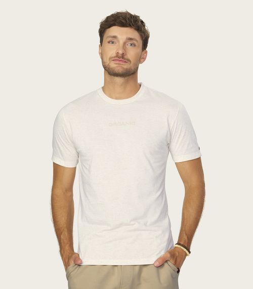 Camiseta Masculina Meia Malha Linho Diametro Bege