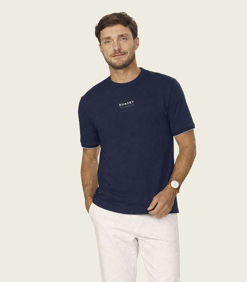 Camiseta Masculina Suedine Com Estampa Diametro Azul