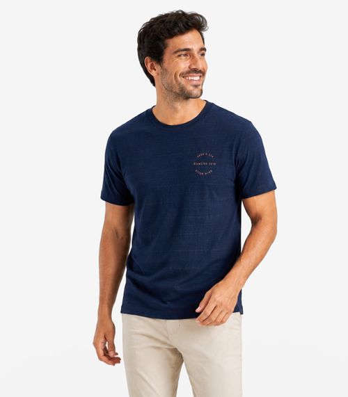 Camiseta Masculina Meia Malha Maquinetada Diametro Azul