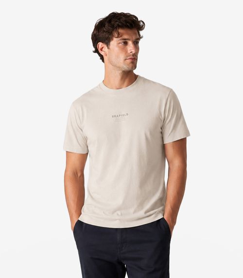 Camiseta Masculina Meia Malha Com Estampa Diametro Bege