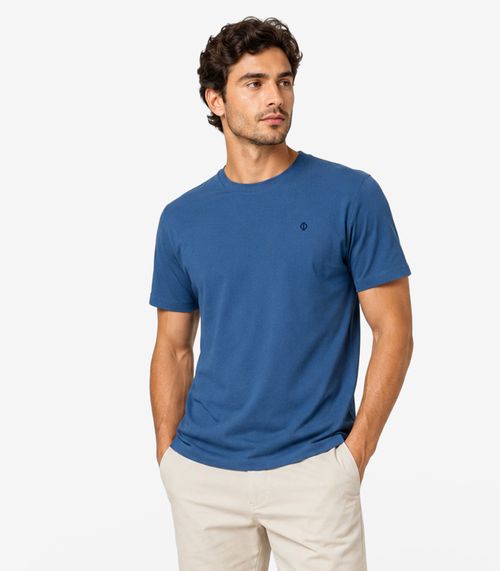 Camiseta Masculina Ribana De Viscose Diametro Azul