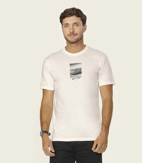 Camiseta Masculina Meia Malha Com Estampa Diametro Bege
