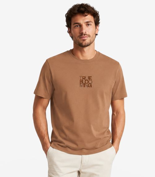 Camiseta Masculina Meia Malha Com Estampa Diametro Marrom