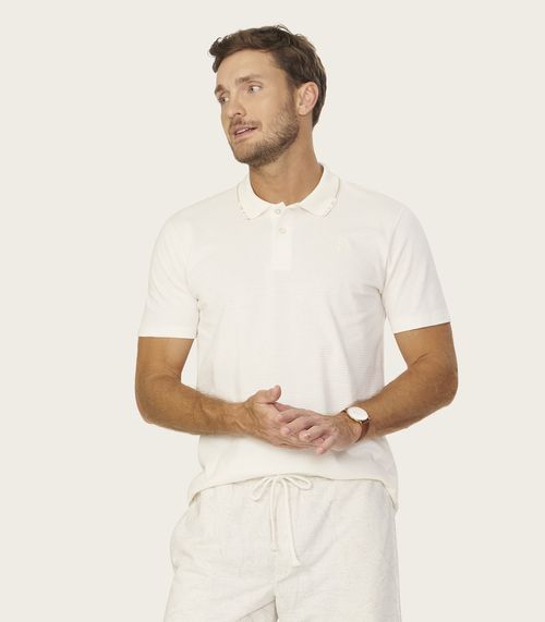 Polo Masculina Meia Malha Texturizada Diametro Bege