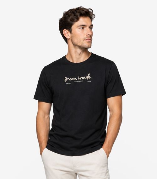 Camiseta Masculina Meia Malha Com Estampa Diametro Preto