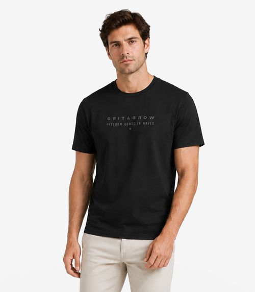 Camiseta Masculina Cotton Leve Com Estamp Diametro Preto