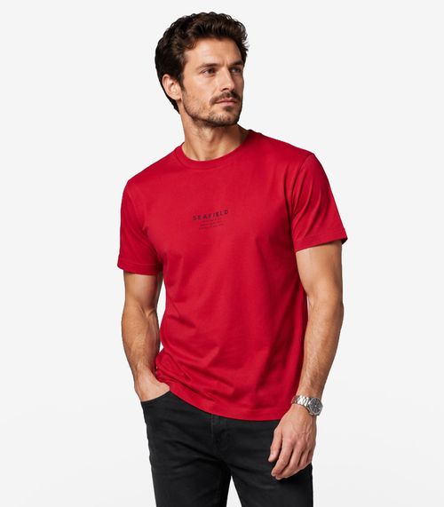 Camiseta Masculina Meia Malha Com Estampa Diametro Vermelho