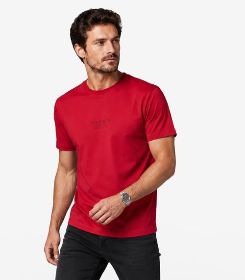 Camiseta Masculina Meia Malha Com Estampa Diametro Vermelho