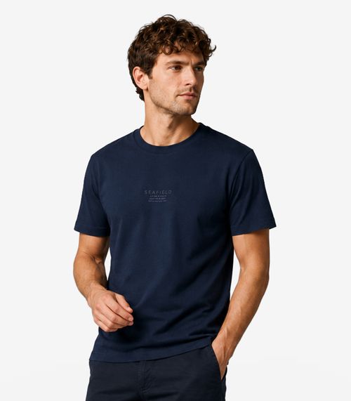Camiseta Masculina Meia Malha Com Estampa Diametro Azul