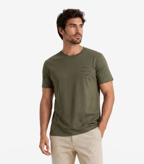 Camiseta Masculina Meia Malha Maquinetada Diametro Verde