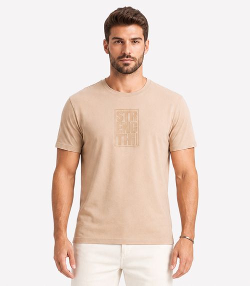 Camiseta Masculina Meia Malha Diametro Bege