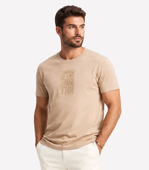 Camiseta Masculina Meia Malha Diametro Bege